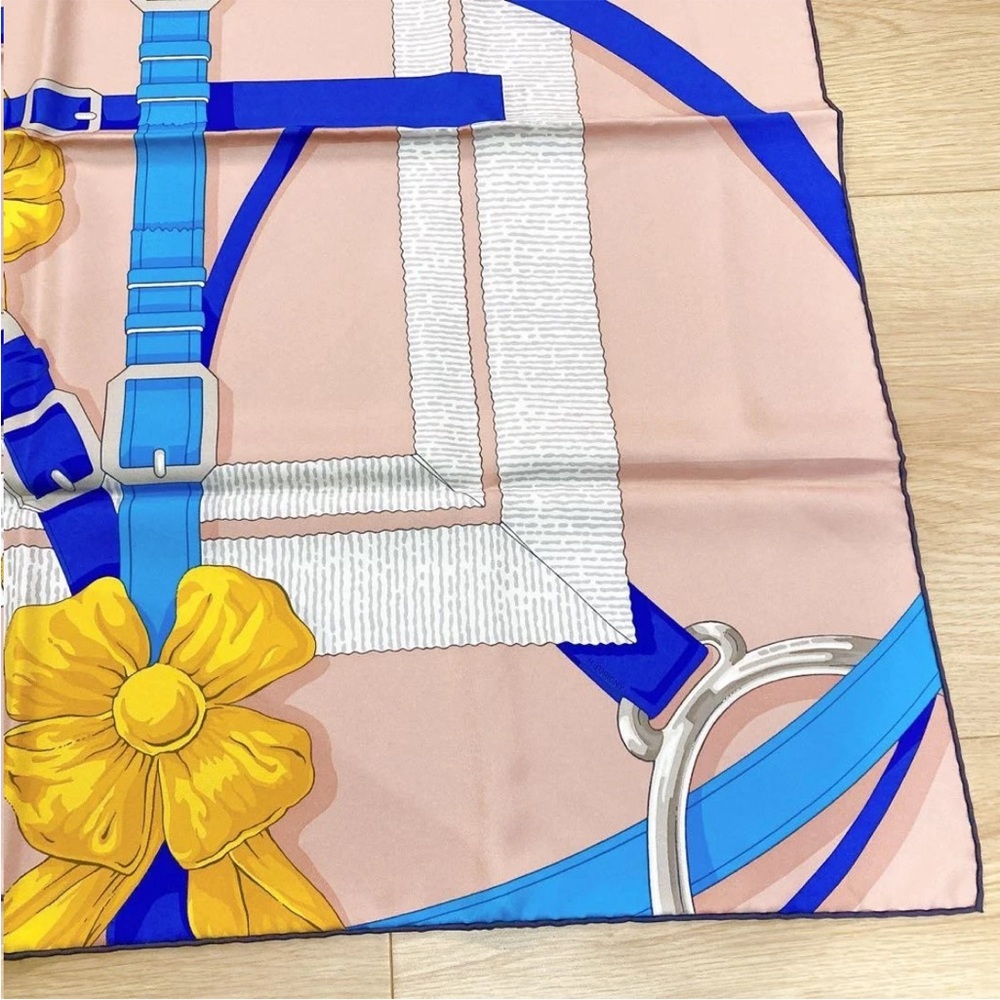 Hermes Blue and Yellow Floral Scarf - Picture 5 of 8